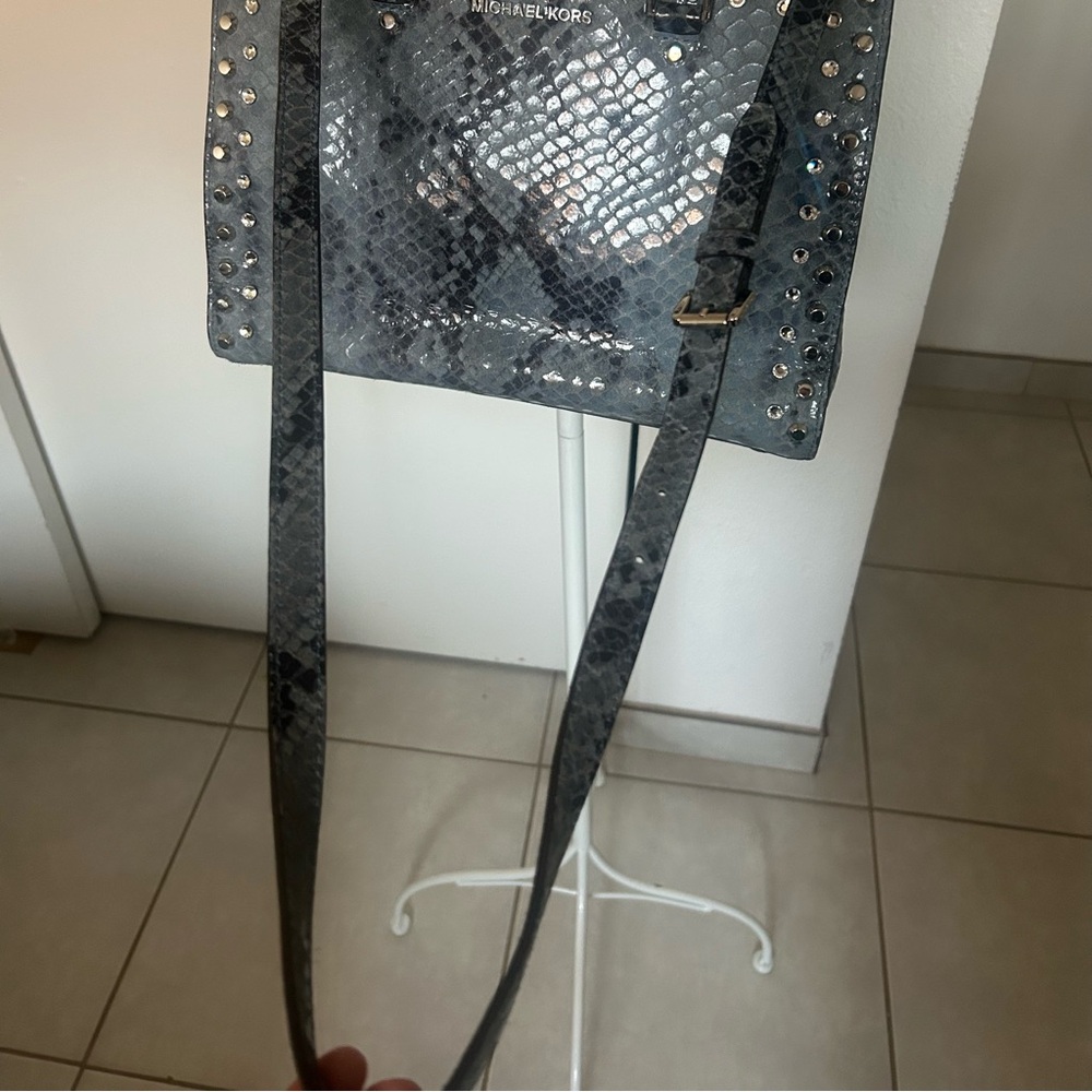 Michael Kors leather Denim Snake Print Tote - Picture 7 of 9